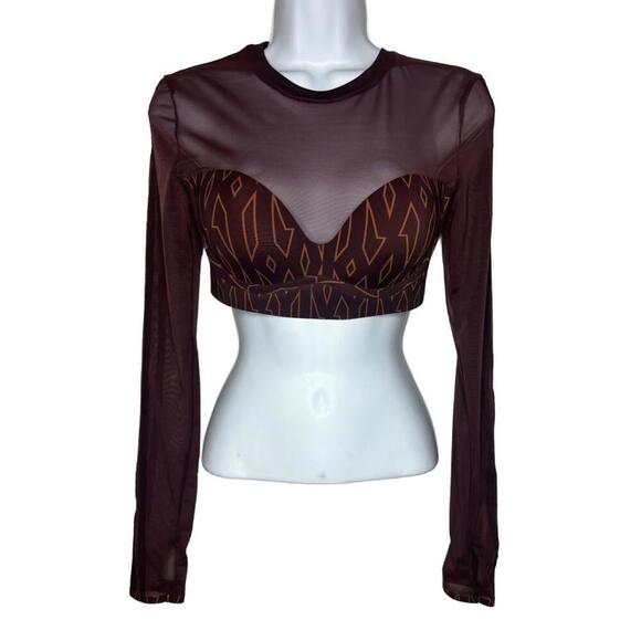 NWT IVY Park Adidas Women's Sz S Mesh Monogram Cropped Top (1603) - Picture 1 of 7